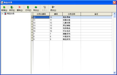 金商家服裝鞋帽管理系統(tǒng)T9商品分類功能介紹